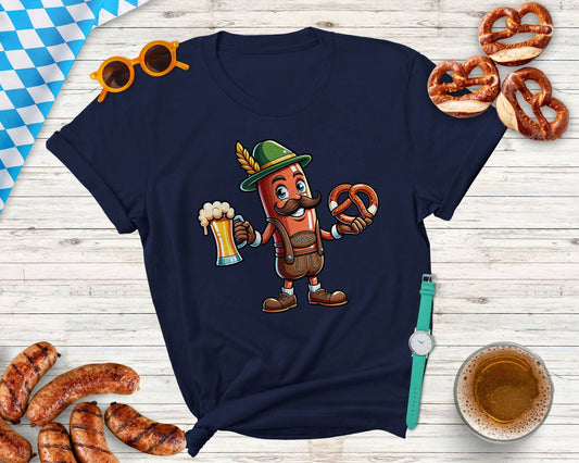 Funny Sausage Lederhosen Men T-Shirt, Oktoberfest Shirt