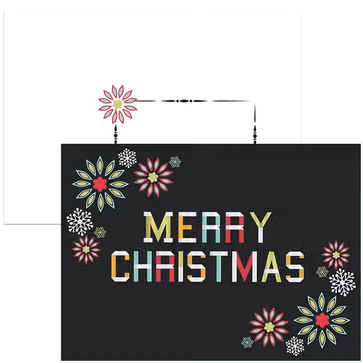 Mid Century Modern Christmas Font Holiday Card Boxed Set