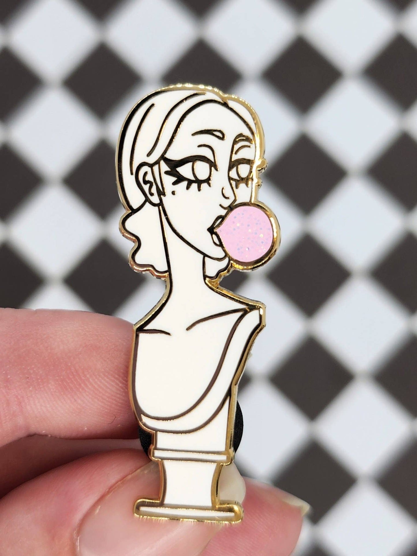 Marble Bust White Marble With Pink Bubble Gum Pin