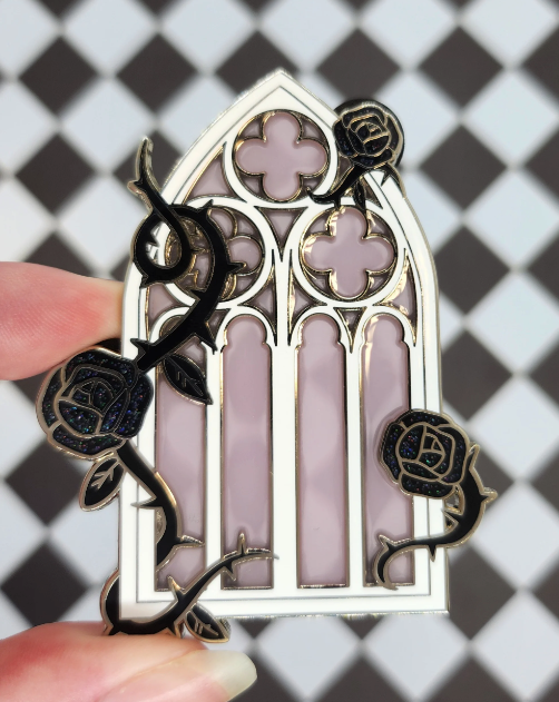 Cathedral Window "Gothic wedding" victorian Enamel Pin