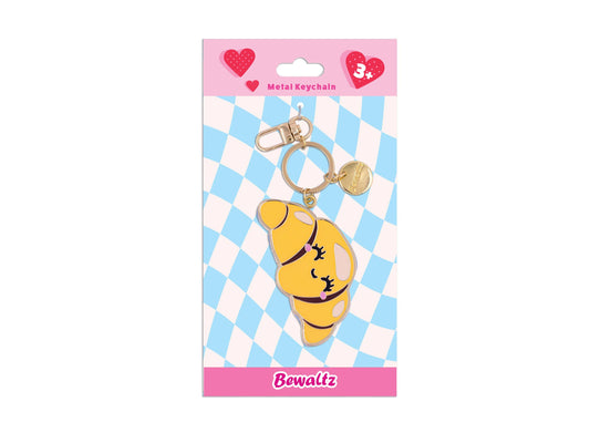 Croissant Glitter Metal Keychain
