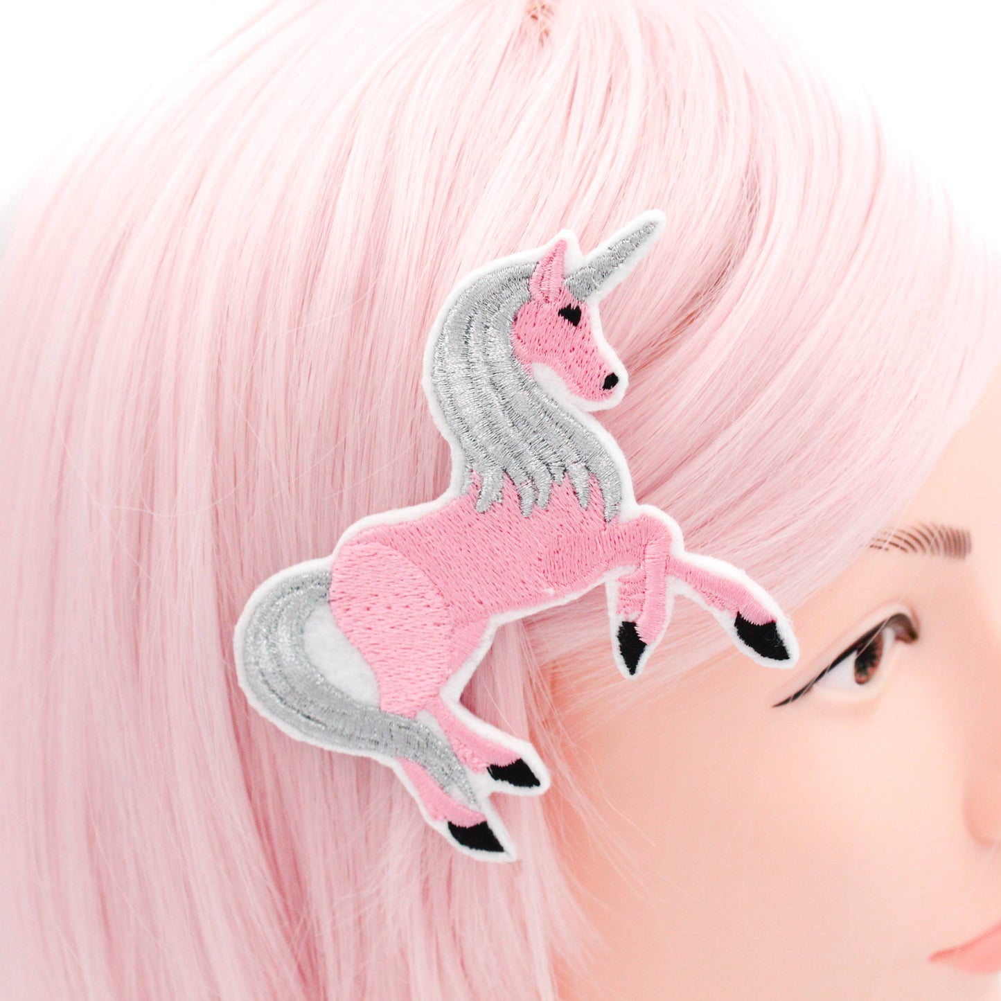 Pink & Silver  Unicorn Hair Clip
