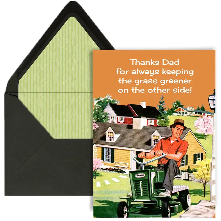 Grass Greener On the Other Side Card For Dad