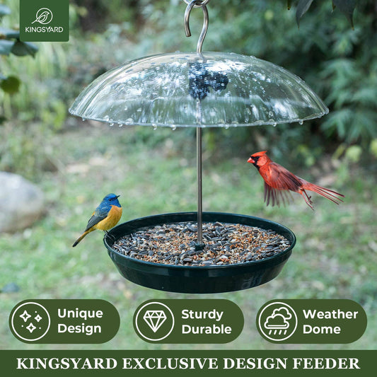 Kingsyard Adjustable Height Hanging Tray Bird Feeder