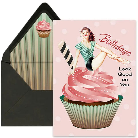 Cupcake Pinup Birthday Card