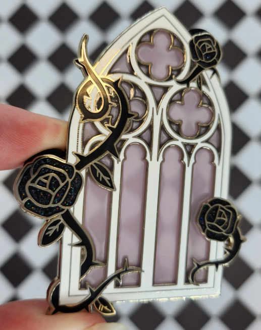 Cathedral Window "Gothic wedding" victorian Enamel Pin