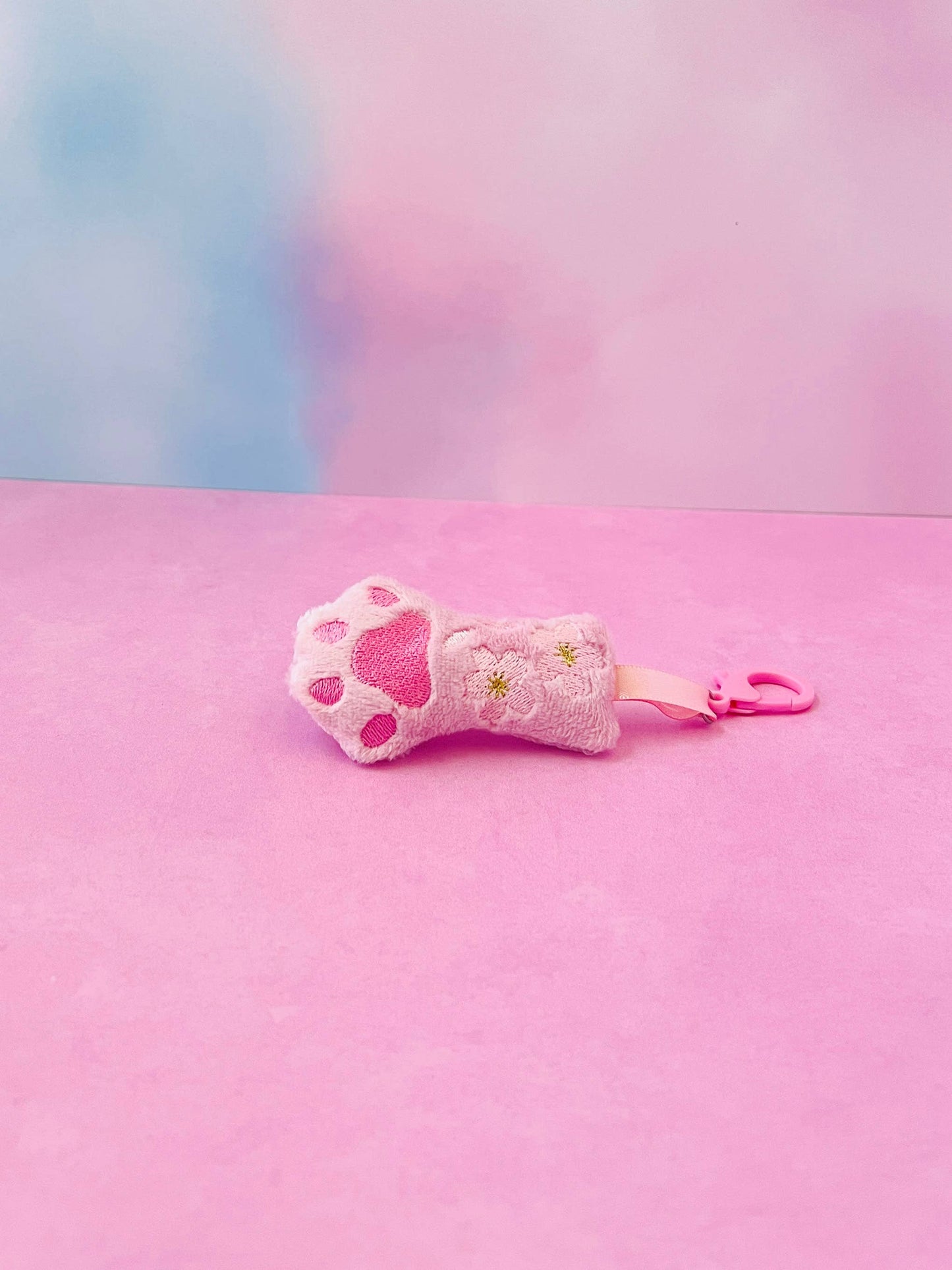 Pink Cat Paw Cherry Blossoms Kawaii Pastel Goth Bag Clip