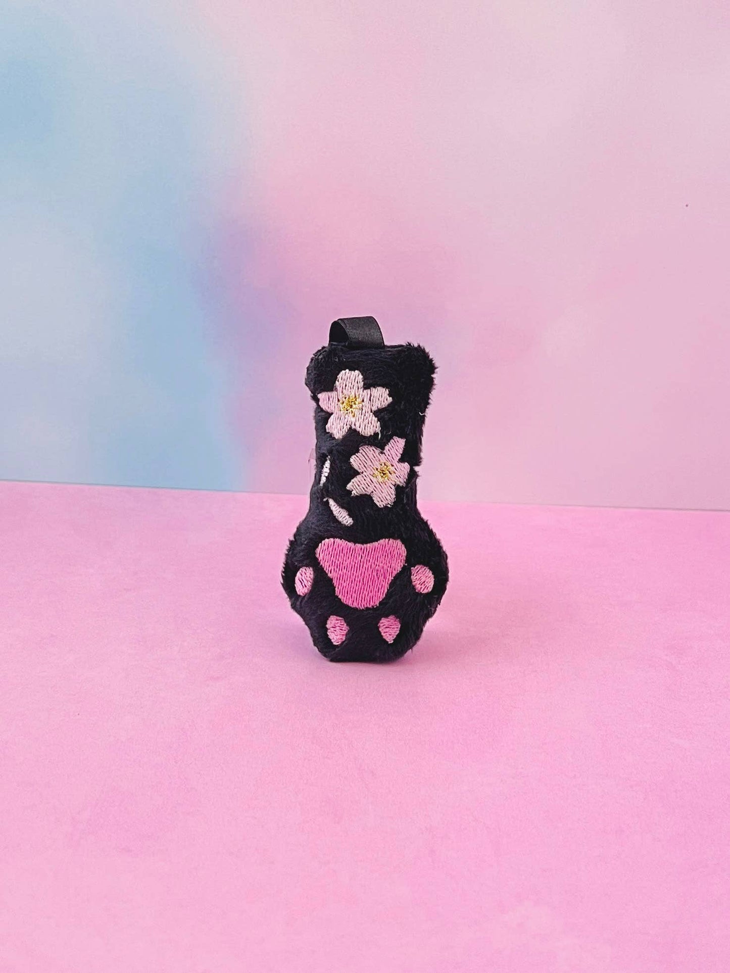 Black Cat Paw Cherry Blossoms Kawaii Pastel Goth Bag Clip
