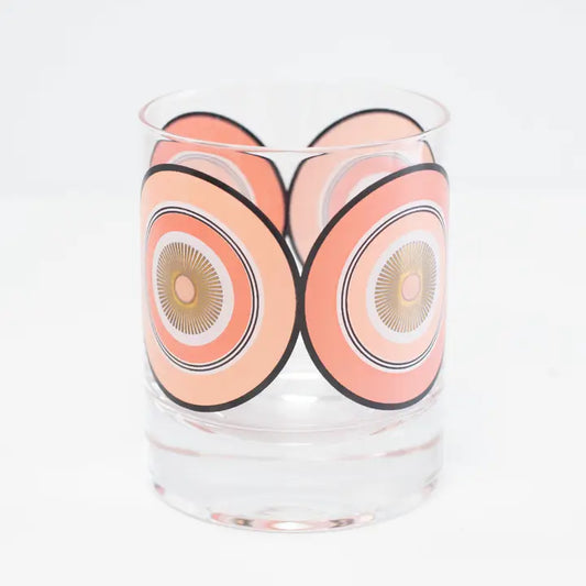 Pink Circles Vintage Whiskey Cocktail Glass