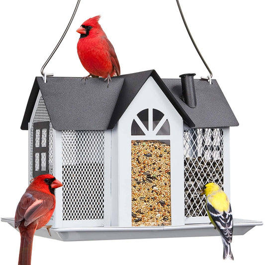 Kingsyard Metal House Bird Feeder for Outdoor Hanging