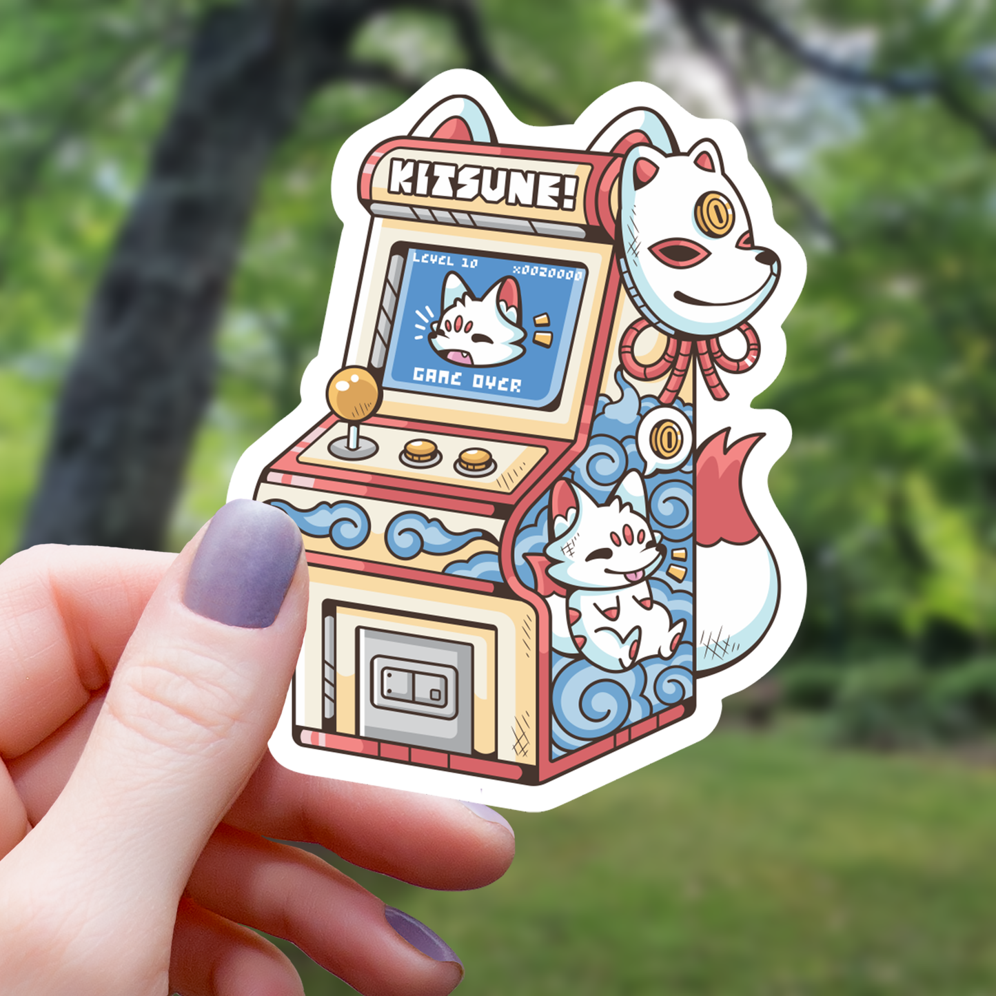 Kitsune Arcade Machine Sticker - 3"