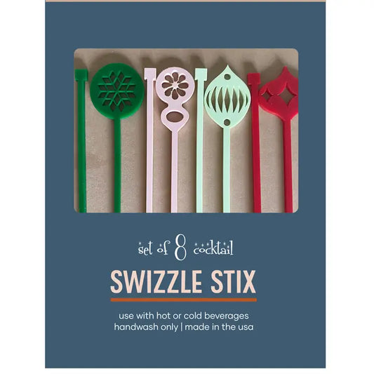 Retro Ornament Holiday Beverage Mixing Swizzle Stix Bright