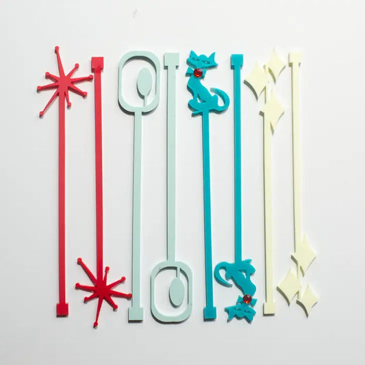 Mid Century Modern Swanky Shapes Swizzle Stix