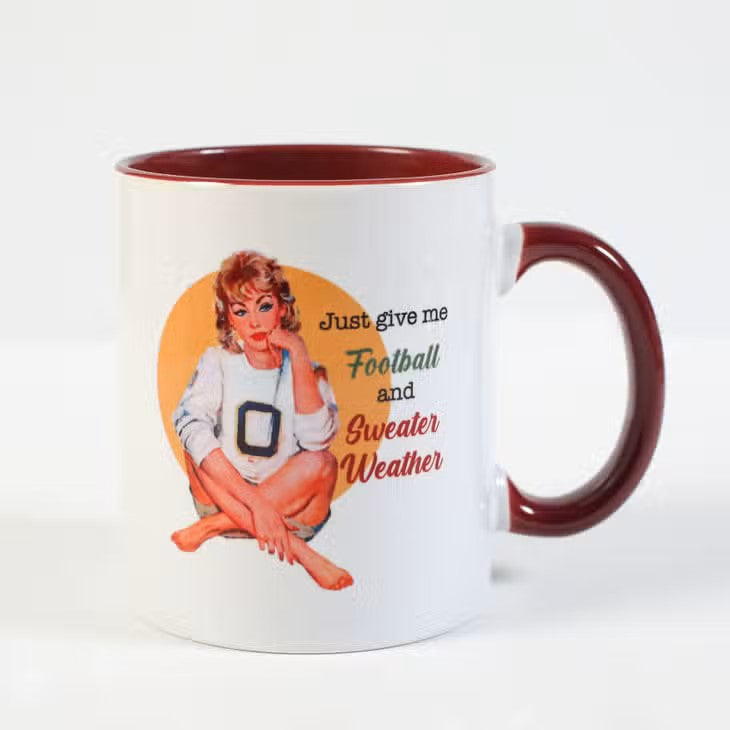 Football and Fall Sweater Weather Pinup Coffee Mug