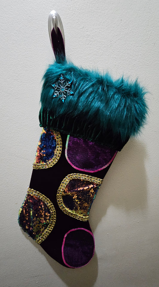 Polka Dot Fur Trim Stocking