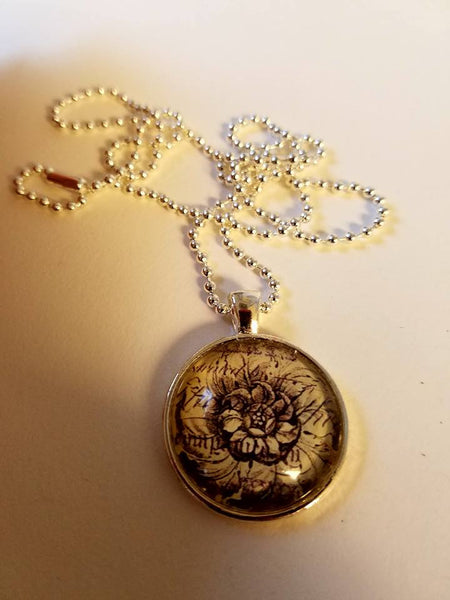Vintage Flower Cabochon Necklace