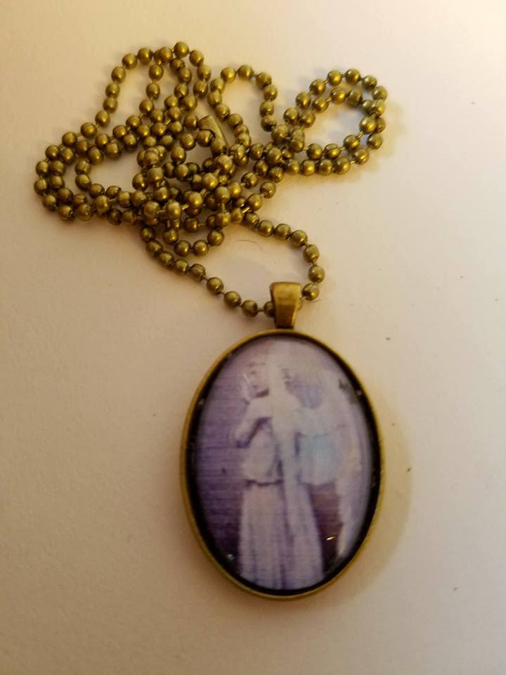 Recorded Weeping Angel Cabochon Necklace
