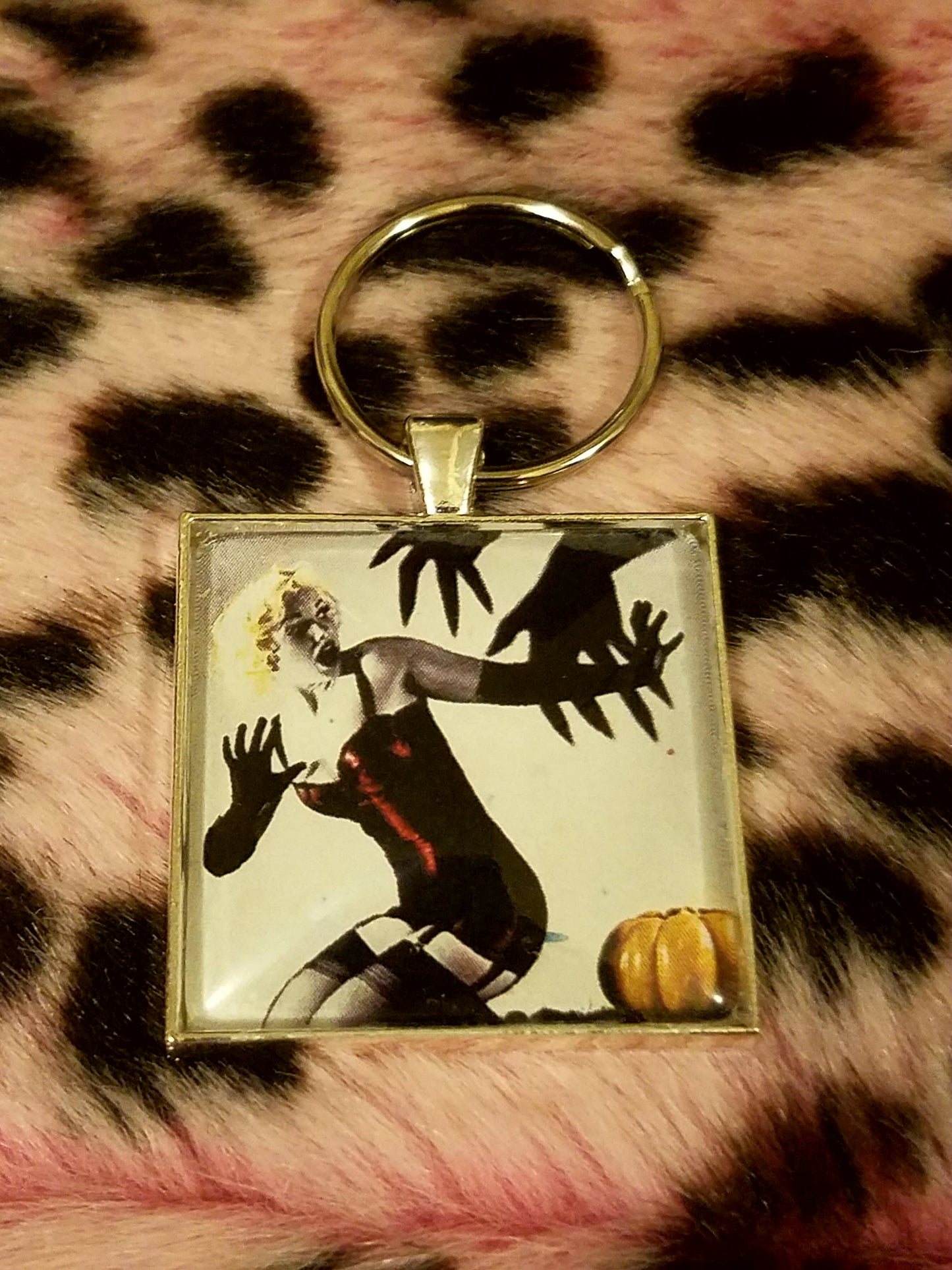 Vintage Halloween Pin Up Cabochon Key Chain
