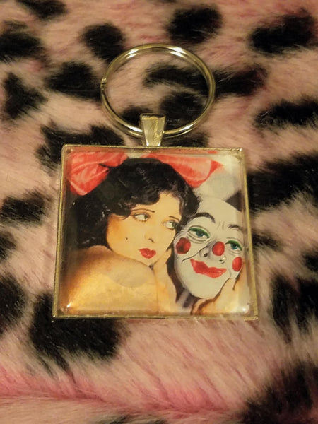 Vintage Halloween Pin Up Cabochon Key Chain