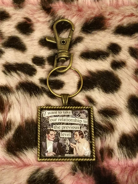 Vintage Sass Cabochon Key Chain