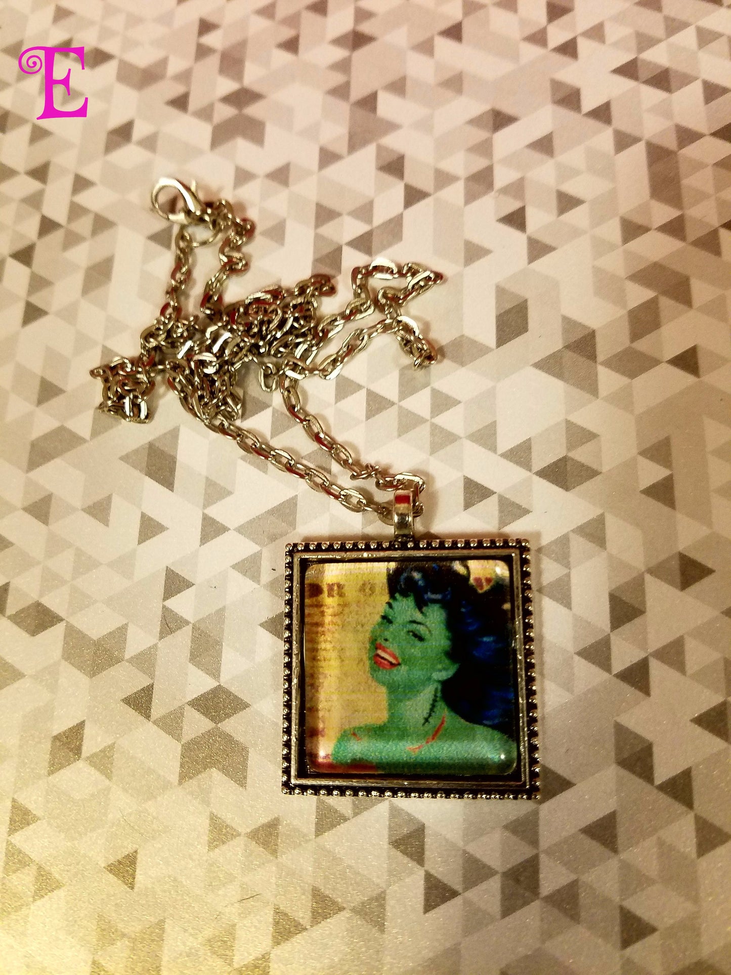Zombie Pin Up Girl Cabochon Necklace