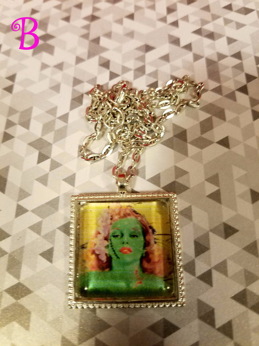 Zombie Pin Up Girl Cabochon Necklace