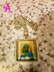Zombie Pin Up Girl Cabochon Necklace