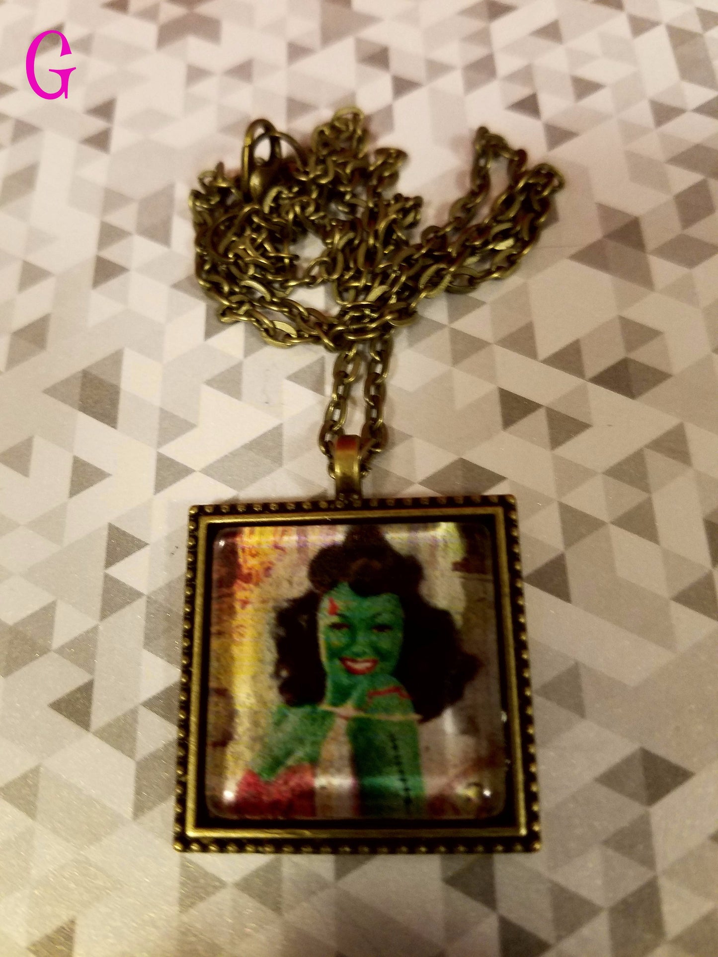Zombie Pin Up Girl Cabochon Necklace