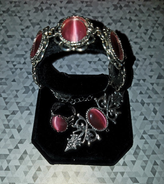 Pink Cat's Eye Brooch