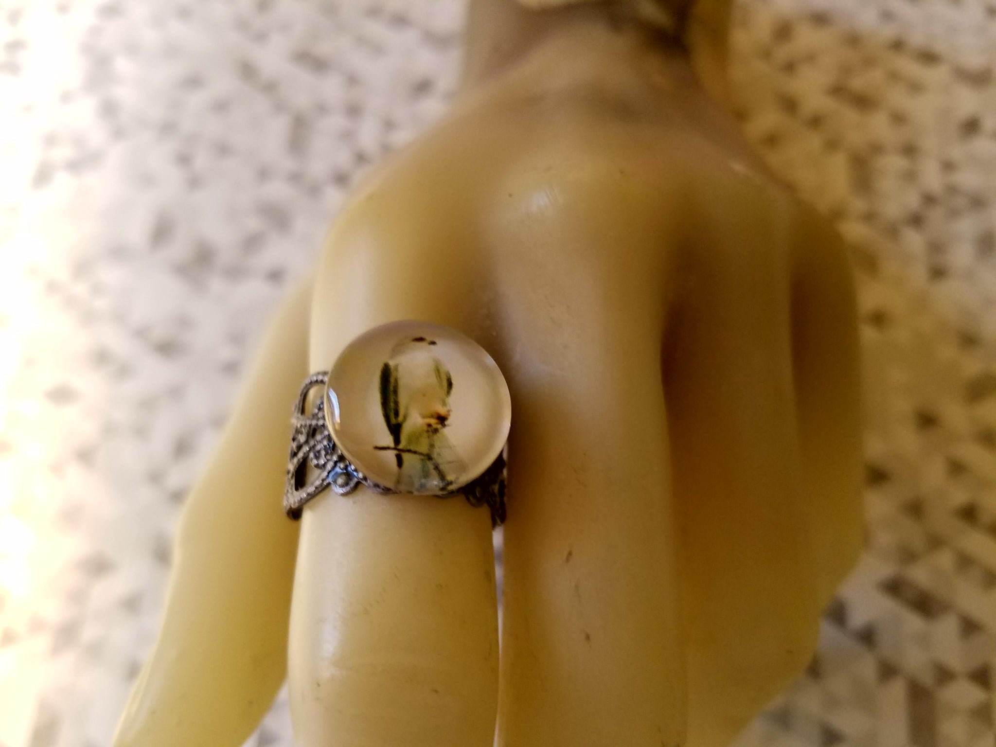 Perched Bird Cabochon Ring