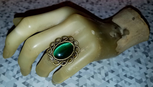 Green Cat's Eye Ring