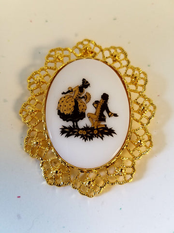Golden Proposal Cameo Brooch