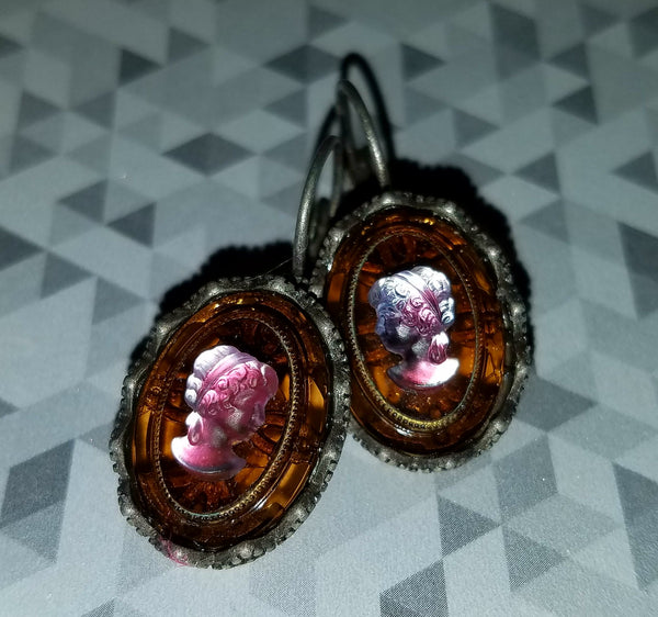 Glass Cameo Earrings