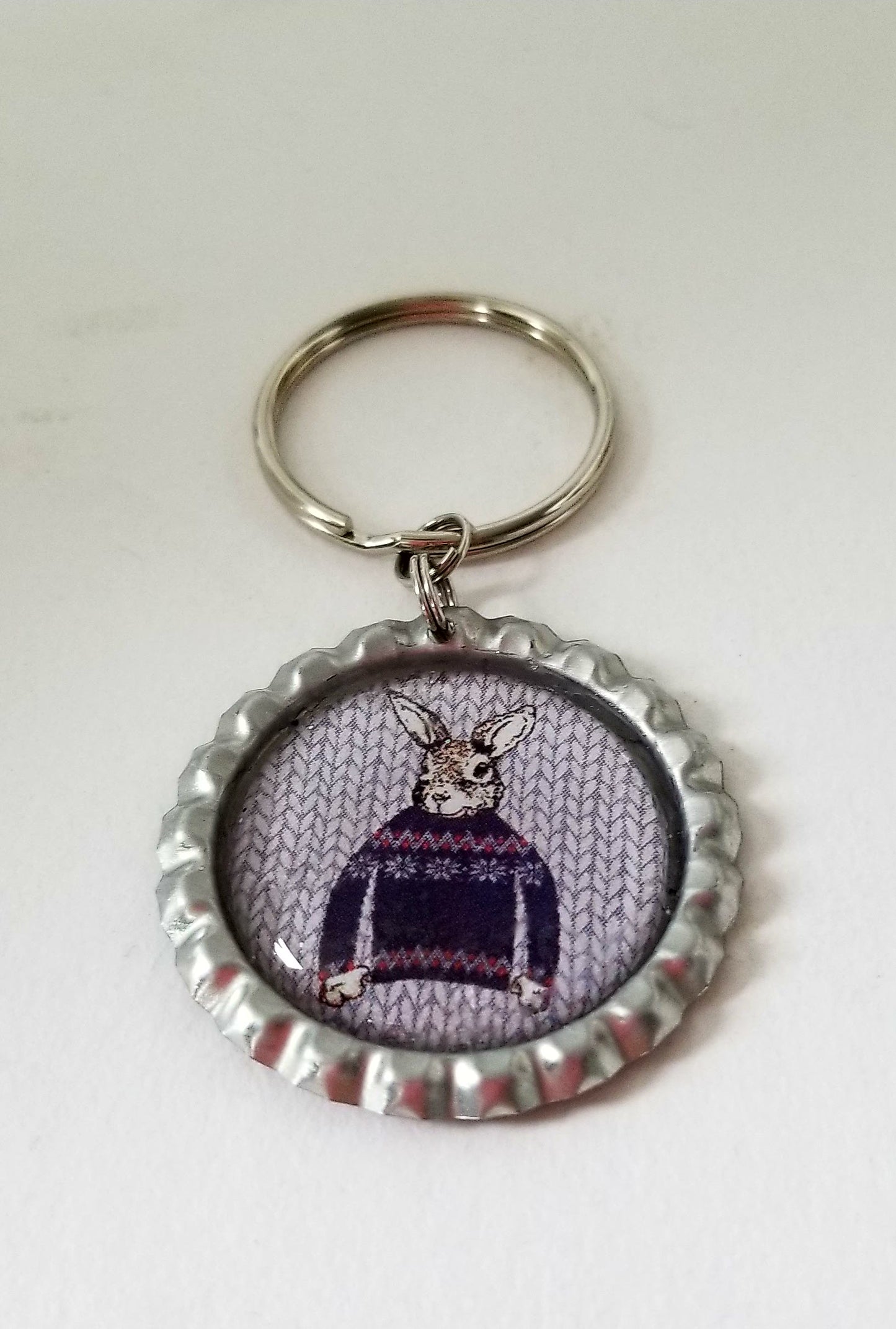 Ugly Sweater Bunny Key Chain