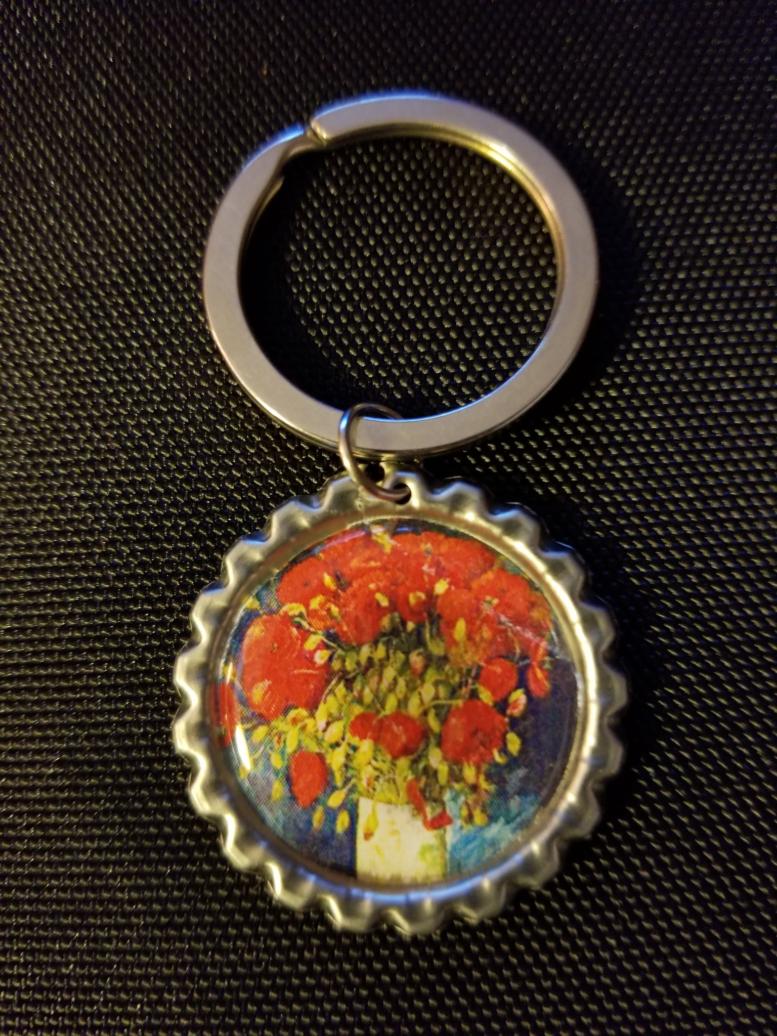 Vase with Red Poppies Key Chain