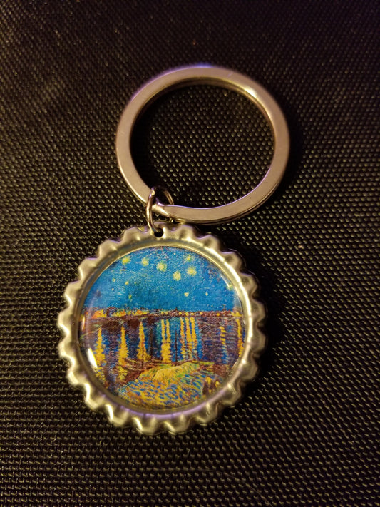 Starry Night Over the Rhone Key Chain