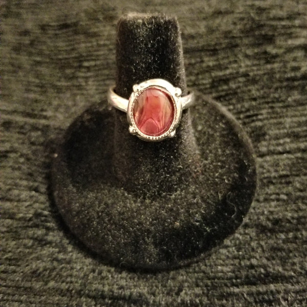 Pink Dyed Paua Ring