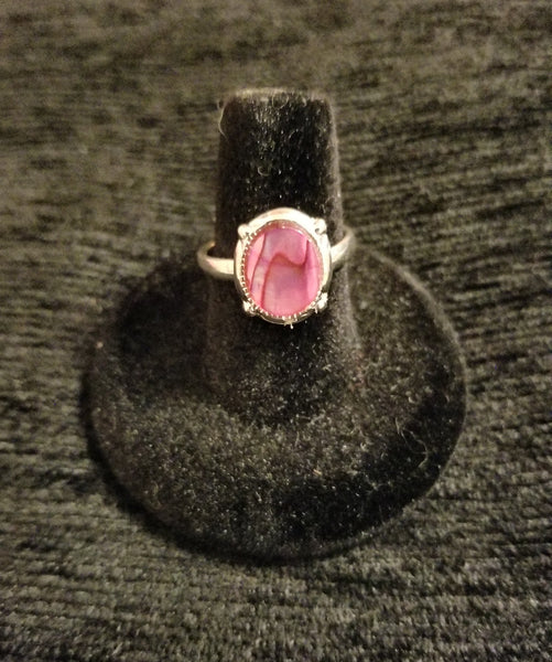 Pink Dyed Paua Ring