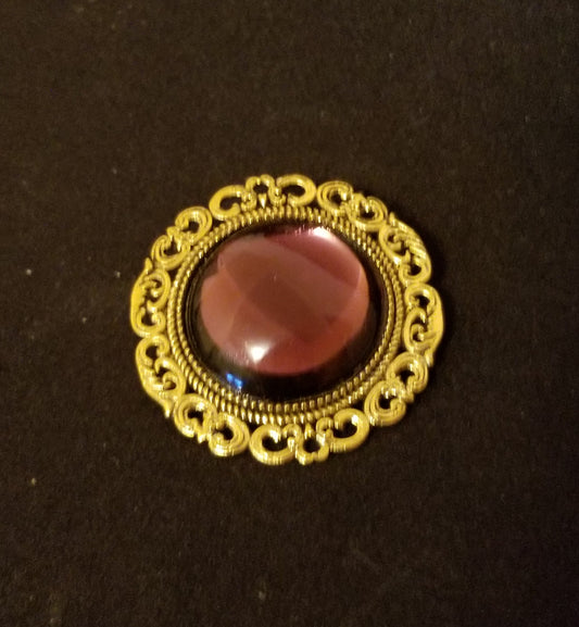 Amethyst Cabochon Brooch