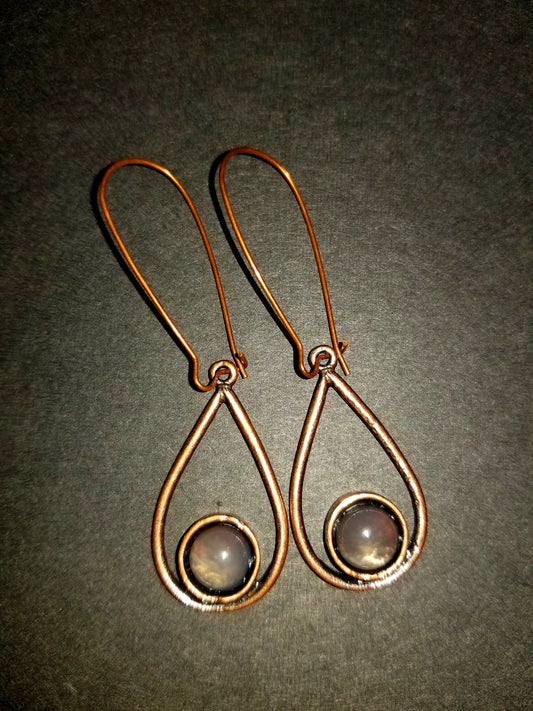 Quartz Drop Antique Copper Earrings