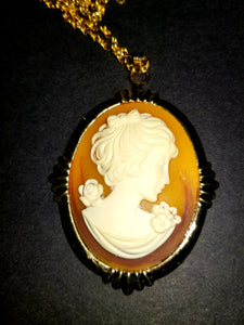 Amber and Gold Cameo Necklace