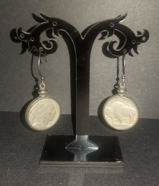 Buffalo/Indian Head Nickel Fish-hook Earrings