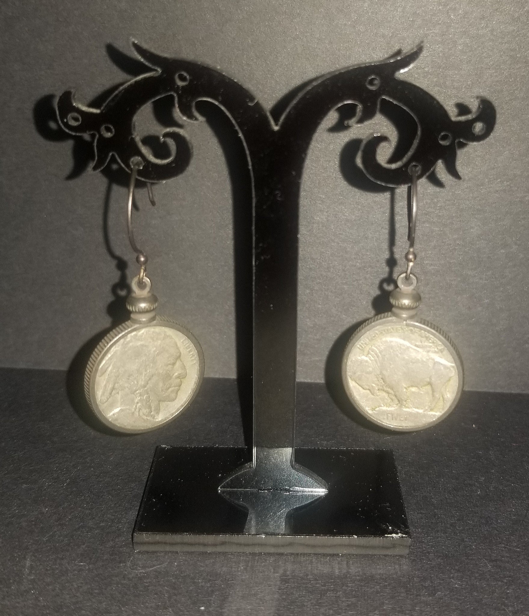 Buffalo/Indian Head Nickel Fish-hook Earrings