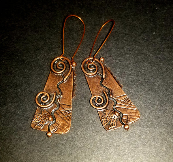 Modern Pictish Antique Copper Earrings