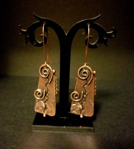 Modern Pictish Antique Copper Earrings