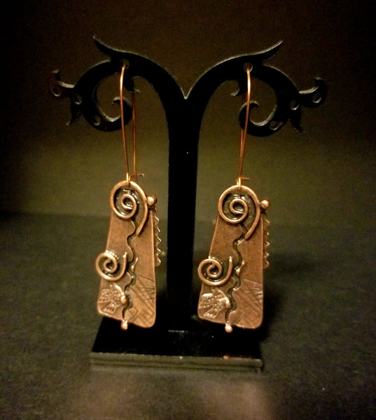Modern Pictish Antique Copper Earrings