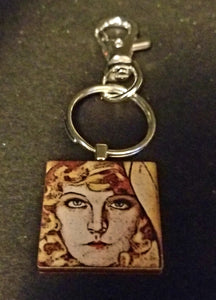 Goldie Glamour Girl Wood Key Chain