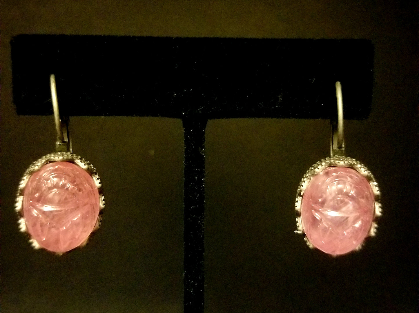 Rose Quartz Scarab Earrings