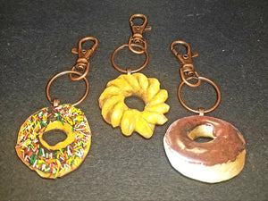 Donut Wood Key Chain