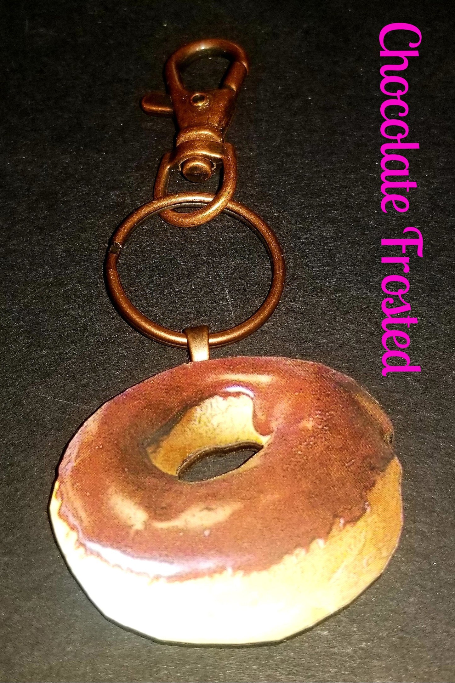 Donut Wood Key Chain